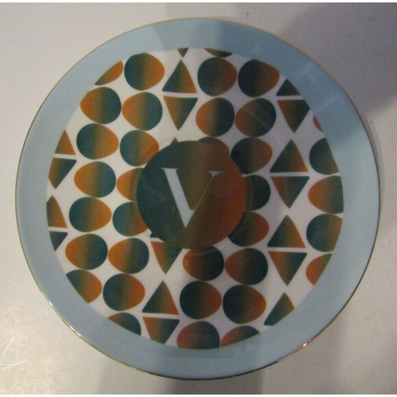 Vine Monogram Retro Modern Tea Set Designer Teacup Saucer Bone China NIB - Picture 9 of 13